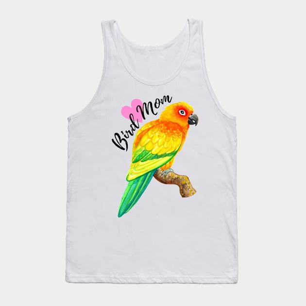 Sun Conure Bird Mom (Black) Tank Top by IvyLilyArt